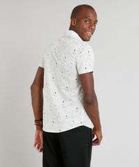 Camisa-Masculina-Slim-Estampada-Manga-Curta-Bege-Claro-9236812-Bege_Claro_2