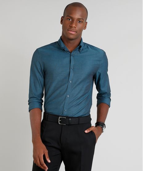 Camisa-Masculina-Slim-Manga-Longa-Verde-9246939-Verde_1
