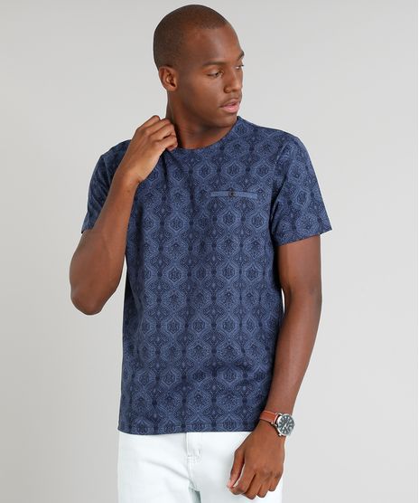 Camiseta-Masculina-Estampada-Arabescos-Manga-Curta-Gola-Careca-Azul-Marinho-9210340-Azul_Marinho_1