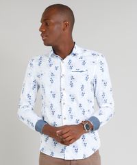 Camisa-Masculina-Slim-Estampada-Floral-com-Bolso-Manga-Longa-Branca-9095681-Branco_1