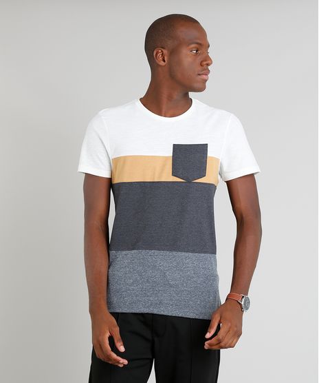 Camiseta-Masculina-Slim-Fit-com-Recortes-Manga-Curta-Gola-Careca-Cinza-Mescla-Escuro-9351636-Cinza_Mescla_Escuro_1