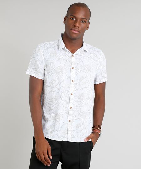 Camisa-Masculina-Estampada-Floral-Manga-Curta-Branca-9312051-Branco_1 Camisa-Masculina-Estampada-Floral-Manga-Curta-Branca-9312051-Branco_1