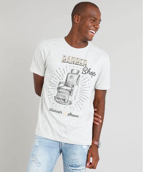 Camiseta-Masculina--Barber-Shop--Manga-Curta-Gola-Careca-Cinza-Mescla-Claro-9331672-Cinza_Mescla_Claro_1