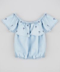 Blusa-Ciganinha-Jeans-Infantil-com-Bordado-de-Coqueiros-Azul-Claro-9364997-Azul_Claro_1