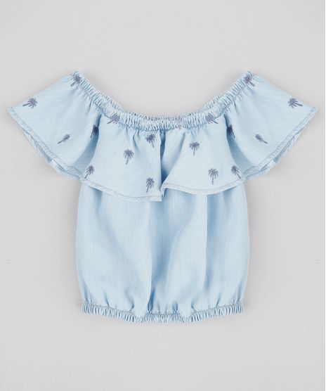 Blusa-Ciganinha-Jeans-Infantil-com-Bordado-de-Coqueiros-Azul-Claro-9364997-Azul_Claro_1