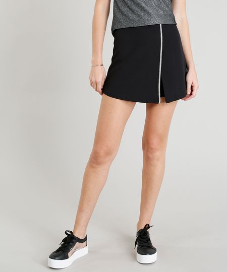 Short-Saia-Feminino-com-Fenda-e-Brilho-Preto-9259378-Preto_1