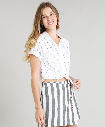camisa cropped branca