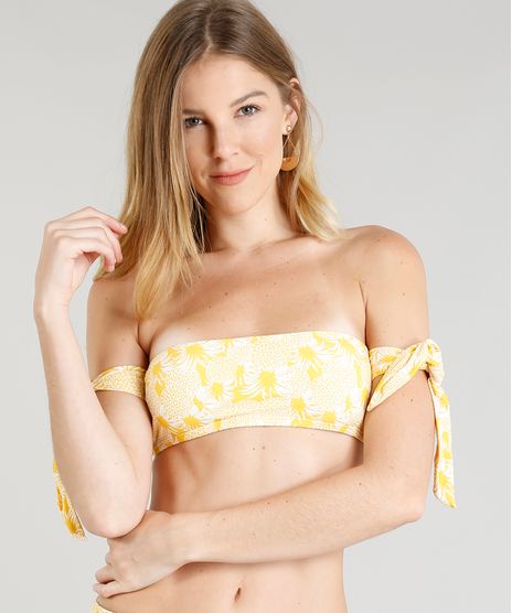 Biquini-Top-Faixa-Estampado-de-Abacaxi-com-Bojo-Removivel-Protecao-UV50--Amarelo-9234663-Amarelo_1