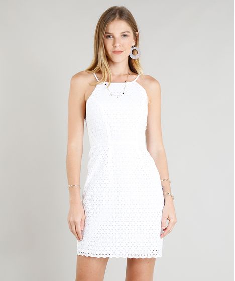 vestido branco de alcinha curto