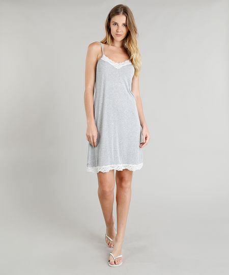Camisola-Feminina-com-Renda-Alca-Fina-Cinza-Mescla-9354436-Cinza_Mescla_1