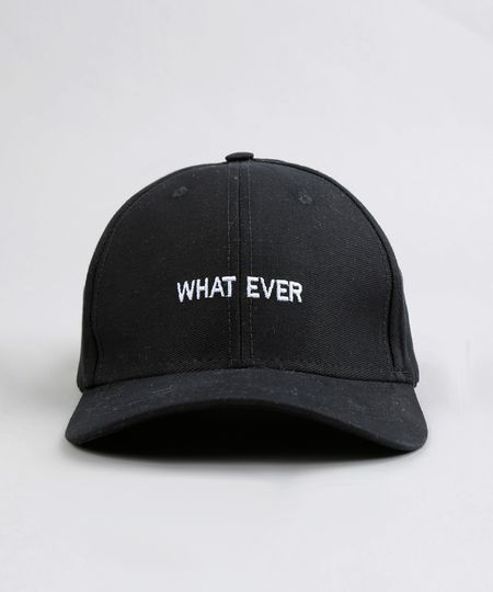 Bone-Masculino-Aba-Curva-com-Bordado--What-Ever--Preto-9374387-Preto_1