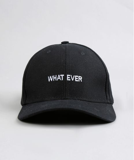 Bone-Masculino-Aba-Curva-com-Bordado--What-Ever--Preto-9374387-Preto_1