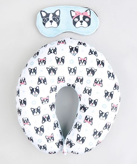 Kit-de-Apoio-de-Pescoco---Tapa-Olho-Estampado-de-Cachorrinhos-Branco-9312951-Branco_1