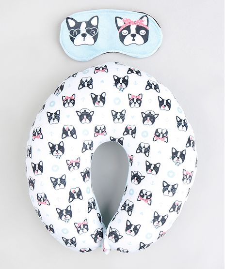 Kit-de-Apoio-de-Pescoco---Tapa-Olho-Estampado-de-Cachorrinhos-Branco-9312951-Branco_1