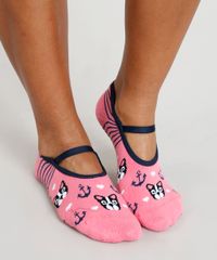 Meia-Sapatilha-Feminina-com-Estampa-de-Cachorro-e-Ancora-Rosa-9320209-Rosa_2