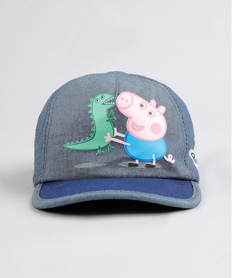 Bone-Infantil-Aba-Curva-George-Pig-em-Jeans-Azul-9287839-Azul_1