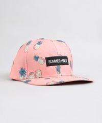 Bone-Masculino-Aba-Reta-Estampado-de-Abacaxis-com-Bordado-Coral-9374389-Coral_2