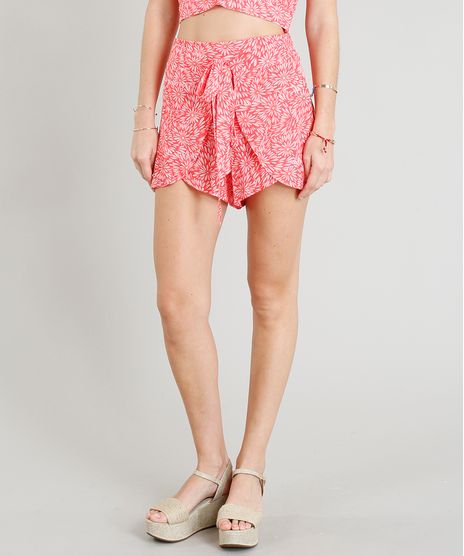 Short-Feminino-Estampado-Floral-com-Sobreposicao-Coral-9256664-Coral_1