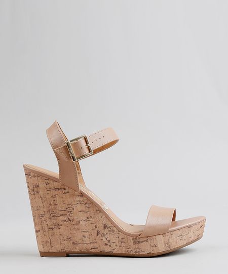 Sandália Plataforma Feminina Vizzano com Cortiça Bege Menor preço em Sandália Plataforma Feminina Vizzano com Cortiça Bege