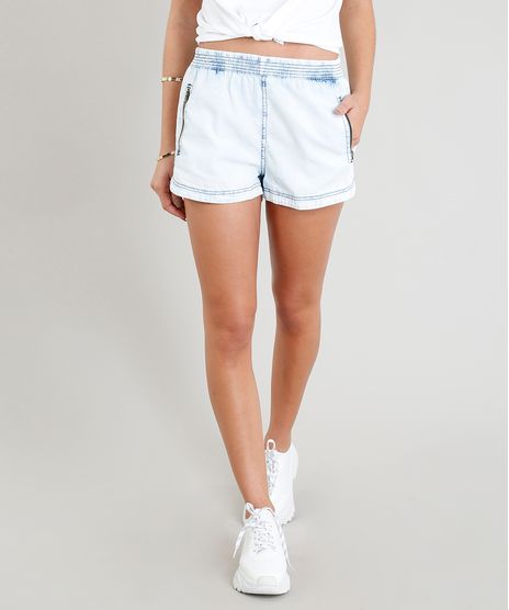 Short-Jeans-Feminino-Running-com-Ziper-no-Bolso-Azul-Claro-9370013-Azul_Claro_1