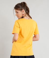 Blusa-Feminina--Latinoamericana--Manga-Curta-Decote-Redondo-Mostarda-9344085-Mostarda_2