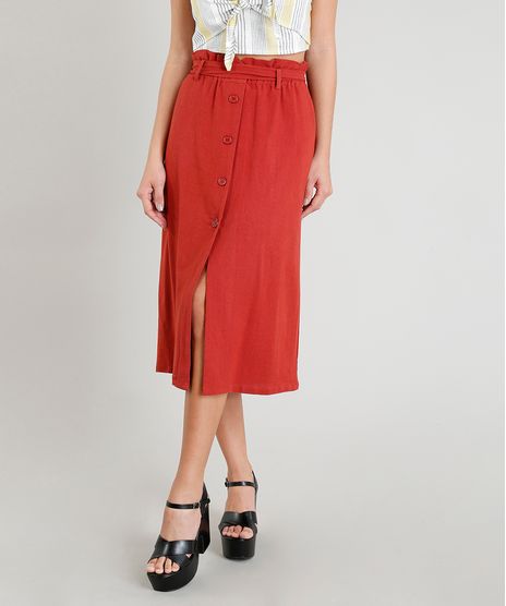 Saia-Clochard-Midi-Feminina-com-Linho-com-Faixa-de-Amarrar-Vermelha-9260044-Vermelho_1