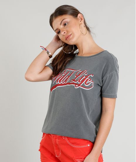 Blusa-Feminina--Wild-Life--com-Vazado-Manga-Curta-Decote-Redondo-Chumbo-9374047-Chumbo_1