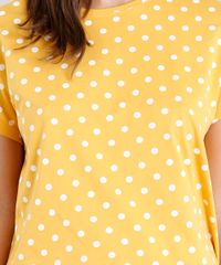 Blusa-Feminina-Estampada-de-Poas-Manga-Curta-Decote-Redondo-Mostarda-9348917-Mostarda_4
