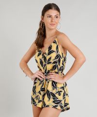 Macaquinho-Feminino-Estampado-Floral-Curto-com-Alcas-Finas-Amarelo-9262800-Amarelo_1