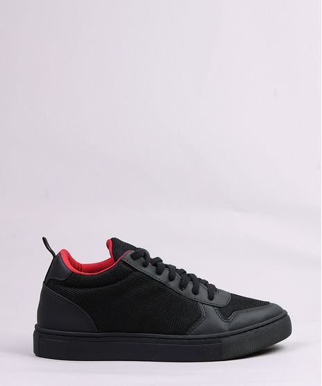Tenis-Masculino-com-Tela-e-Recortes-Preto-9355996-Preto_1