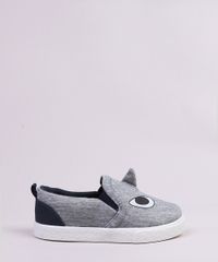Tenis-Slip-On-Infantil-em-Moletom-Tubarao-Cinza-Mescla-9325399-Cinza_Mescla_1
