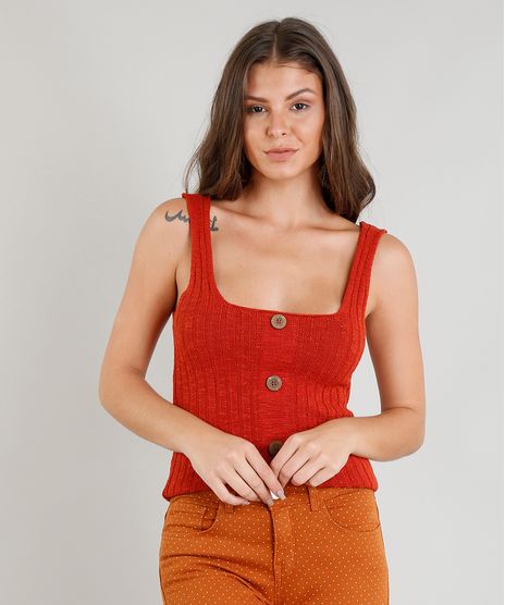 Regata-Feminina-Canelada-com-Botoes-em-Trico-Decote-Redondo-Cobre-9332817-Cobre_1