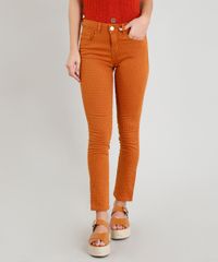 Calca-de-Sarja-Feminina-Skinny-Estampada-Poa-Caramelo-9271823-Caramelo_1