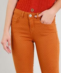 Calca-de-Sarja-Feminina-Skinny-Estampada-Poa-Caramelo-9271823-Caramelo_4
