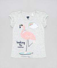 Blusa-Infantil-Flamingo-com-Glitter-Manga-Curta-Decote-Redondo-Cinza-Mescla-Claro-9301875-Cinza_Mescla_Claro_1