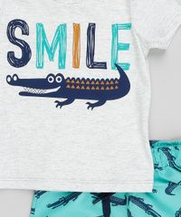 Conjunto-Infantil-de-Camiseta-Manga-Curta-Cinza-Mescla---Bermuda-Estampada-de-Jacares-Verde-Agua-9321303-Verde_Agua_4