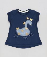 Blusa-Infantil-Cisne-com-Paetes-Manga-Curta-Decote-Redondo-Azul-Marinho-9340333-Azul_Marinho_1