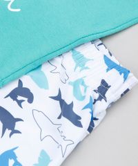 Conjunto-Infantil-de-Camiseta-Manga-Curta-Verde---Bermuda-Estampada-de-Tubarao-Branca-9321305-Branco_4
