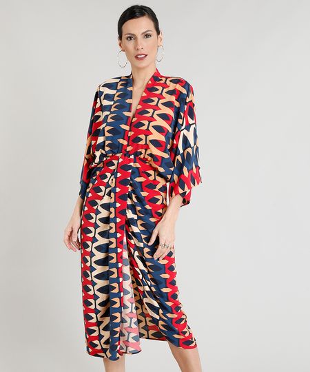 Vestido-Feminino-Midi-Estampado-Geometrico-com-Transpasse-Manga-Curta-Decote-V-Bege-9275645-Bege_1