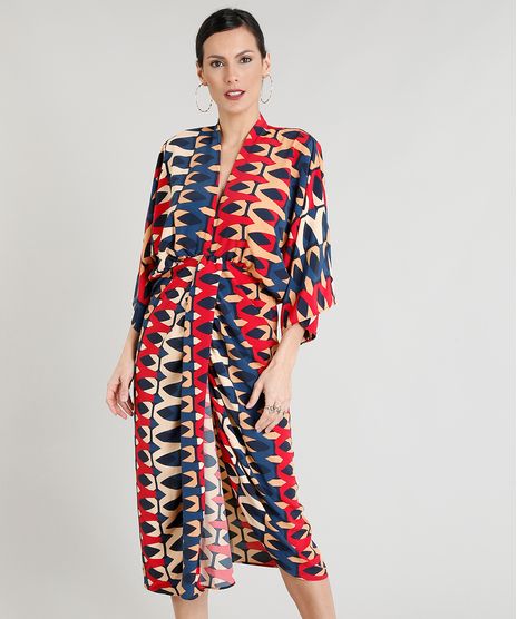 Vestido-Feminino-Midi-Estampado-Geometrico-com-Transpasse-Manga-Curta-Decote-V-Bege-9275645-Bege_1