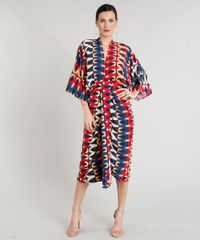 Vestido-Feminino-Midi-Estampado-Geometrico-com-Transpasse-Manga-Curta-Decote-V-Bege-9275645-Bege_3