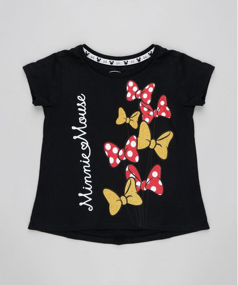 Blusa-Infantil-Minnie-Lacos-com-Glitter-Manga-Curta-Decote-Redondo-Preta-9348619-Preto_1