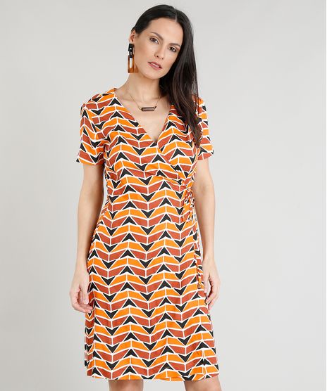 Vestido-Feminino-Curto-Transpassado-Estampado-Geometrico-Manga-Curta-Cobre-9368232-Cobre_1