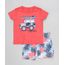 Conjunto-Infantil-de-Camiseta-Manga-Curta---Bermuda-Estampada-de-Folhagem-Coral-9321304-Coral_1
