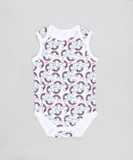 Body-Infantil-Minnie-Estampado-de-Arco-Iris-Sem-Manga-Decote-Redondo-Branco-9190301-Branco_1