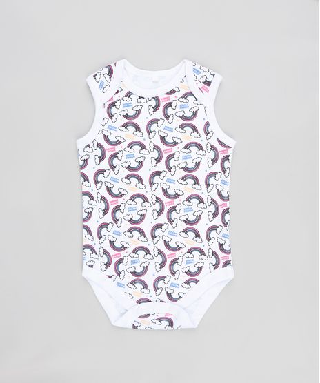 Body-Infantil-Minnie-Estampado-de-Arco-Iris-Sem-Manga-Decote-Redondo-Branco-9190301-Branco_1