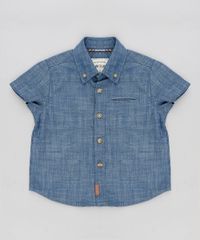 Camisa-Jeans-Infantil-Manga-Curta-com-Bolso-Azul-Escuro-9307468-Azul_Escuro_1