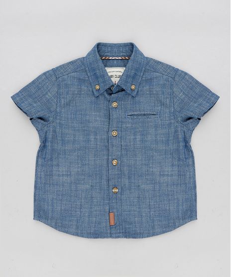 Camisa-Jeans-Infantil-Manga-Curta-com-Bolso-Azul-Escuro-9307468-Azul_Escuro_1