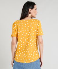 Blusa-Feminina-Estampada-de-Poa-Decote-Redondo-Manga-Curta-Mostarda-9350915-Mostarda_2