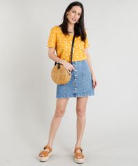Blusa-Feminina-Estampada-de-Poa-Decote-Redondo-Manga-Curta-Mostarda-9350915-Mostarda_3